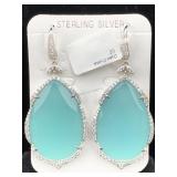 Nwt Sterling Silver Earrings W/stones, Tw 29.5g,