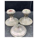 3 Sterling Silver Weighted Candle Holders, Tw 426g