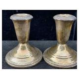 2 Sterling Silver Weighted Candle Holders, Tw 407g