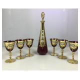 Venetian Murano ï¿½Tre Fuochiï¿½ Wine Decanter & 6