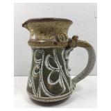 Signed studio pottery, pitcher, 10 in tall