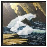 This painting is a dramatic oil on canvas
