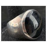 Sterling Silver Ring W/onyx, Tw 17.9g, Sz 10
