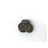 Five antique cameo brass buttons