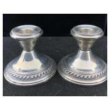 2 Sterling Silver Weighted Candle Holders, Tw 397g