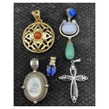 5 Sterling Silver Pendants, Tw 36.9g, Sz 1ï¿½in