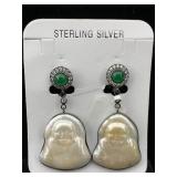Nwt Sterling Silver Mop Carved Earrings, Tw 16.7g