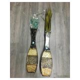 2 Metal decorative vases, approx 3ft tall
