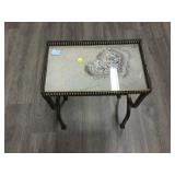 Metal side table, approx 9x15x20in