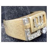 14k Gold Ring W/diamonds, Tw 22g, Sz 10
