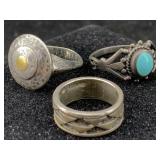 3 Sterling Silver Rings, Tw 21.3g, Sz 5.5, 6, 9