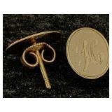 14k Gold Earring 'h' W/14k Backs, Tw 1.1g