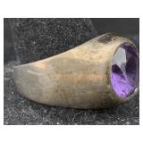 Sterling Silver Ring W/sapphire Stone, Tw 9.7g,
