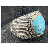 Sterling Silver & 18k Gold Ring W/stone, Tw 13g,