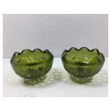 A matched pair of vintage Indiana glass green