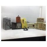 Box lot of 5 early plastic radios and one dial