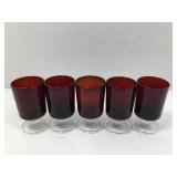 These five vintage Luminarc  cavalier, ruby red