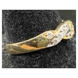 14k Gold Ring W/clear Stones, Tw 2.8g, Sz 8,