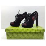 Gianni Bini Like New Red/Black Plaid Lace Up