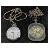 2 Wind Up Pocket Watches, Only One Is Running