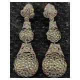 Sterling Silver Earrings W/stones, Tw 10.3g, Sz 1¾