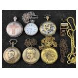 6 Quartz Pocket Watches, Not Currently Running