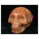 2.5in Natural Orange Calcite Carved Skull