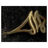 14k Gold M Ring, Tw 1.7g, Sz 8½in