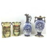 Lot of 4, Vintage flower Vases, 2 are matching