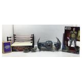 Box lot of four items,  a plastic boxing ring for