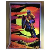 Vtg 1976 Velva-Print Black-Light Motor-Cross