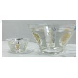 A Hazel Atlas Chip and Dip set in clear glass