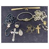 Assorted Costume jewelry incl. religious items,