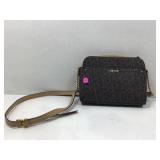 Calvin Klein, dark Leather Shoulder Bag with tan