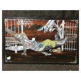 This is a Vietnamese black lacquer painting