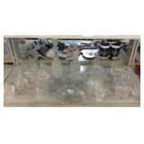 Etched Glassware. Liquor Bottles, Candy Dishes,