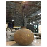 Wood Hand carved Mythical Post and Large Ceramic