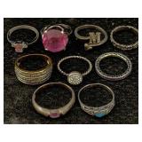 9 Sterling Silver Rings, Tw 26.3g, Sz 6, 7, 8 &