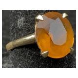 10k Gold Ring W/orange Gemstone, Tw 3.4g, Sz 6.5