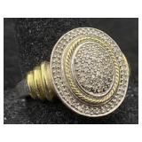 Sterling Silver Ring W/diamonds, Tw 5.8g, Sz 8