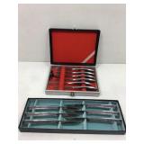 2 Sets Steak Knives. Carved Hall & Stainless