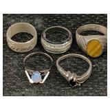 5 Sterling Silver Rings, Tw 26.7g, Sz 6, 7, 8 &