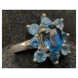 Sterling Silver Ring W/blue Citrine, Tw 5.2g, Sz 8