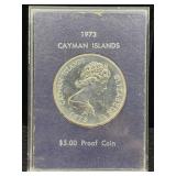 .925 Silver 1973 Cayman Islands 5 Dollar, Tw 35g