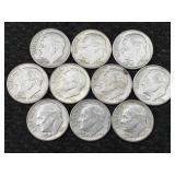 10-90% Silver Roosevelt Dimes, Fv $1.0