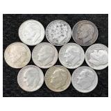 10-90% Silver Roosevelt Dimes, Fv $1.0
