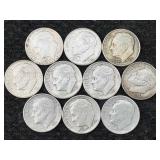 10-90% Silver Roosevelt Dimes, Fv $1.0