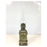 Vtg Tall Brass Oil Lamp w/ Glass Chimney. 20in H