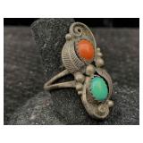 Sterling Silver Indian Ring, Signed Pb, Tw 4.6g,