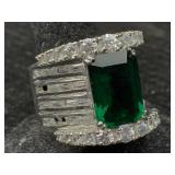 Sterling Silver Ring W/Stone, Tw 19.9g, Sz 8